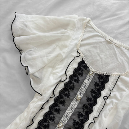 Rare ‘Axes Femme’ White Frilly Sleeves Top