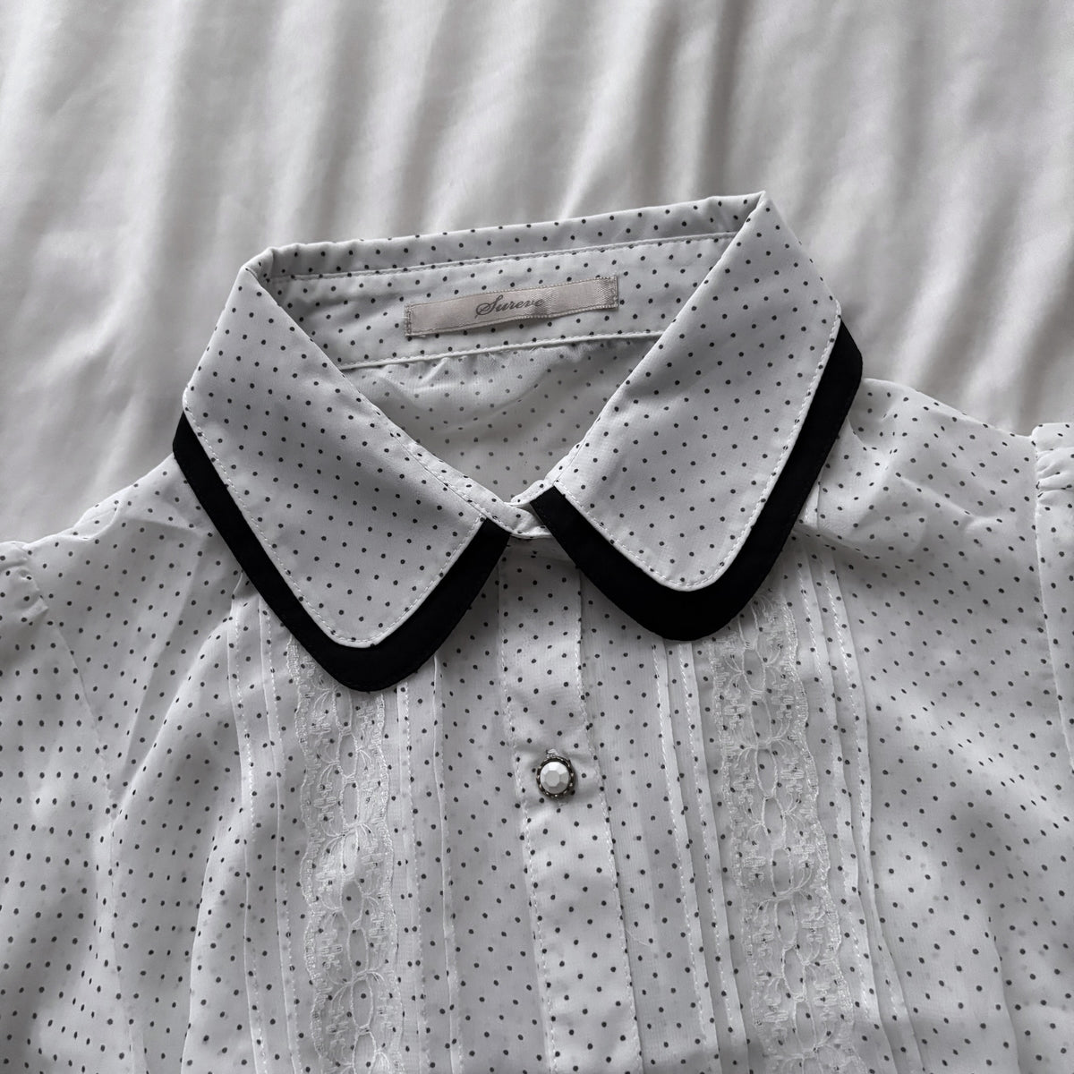 White Polka Dot & Lace Blouse