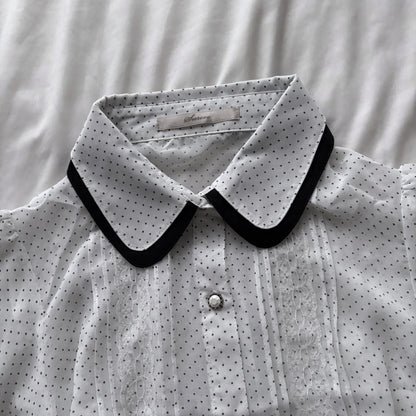 White Polka Dot & Lace Blouse