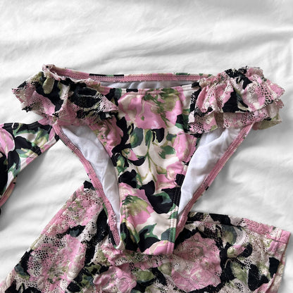 S size•Pink Floral & lace bikini Set