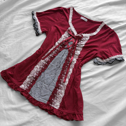 ‘Axes Femme’ Corset Cherry Red Top