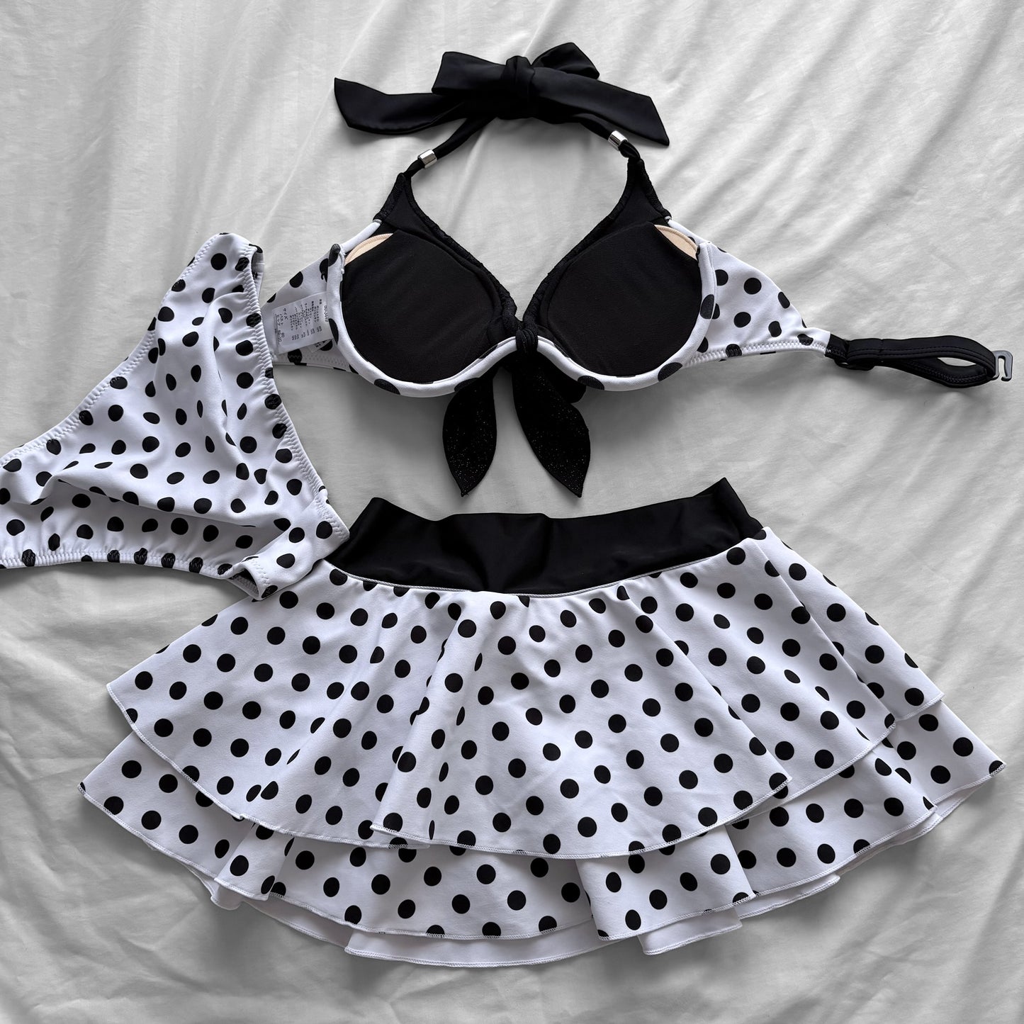 S size•White & dots glittery bikini Set