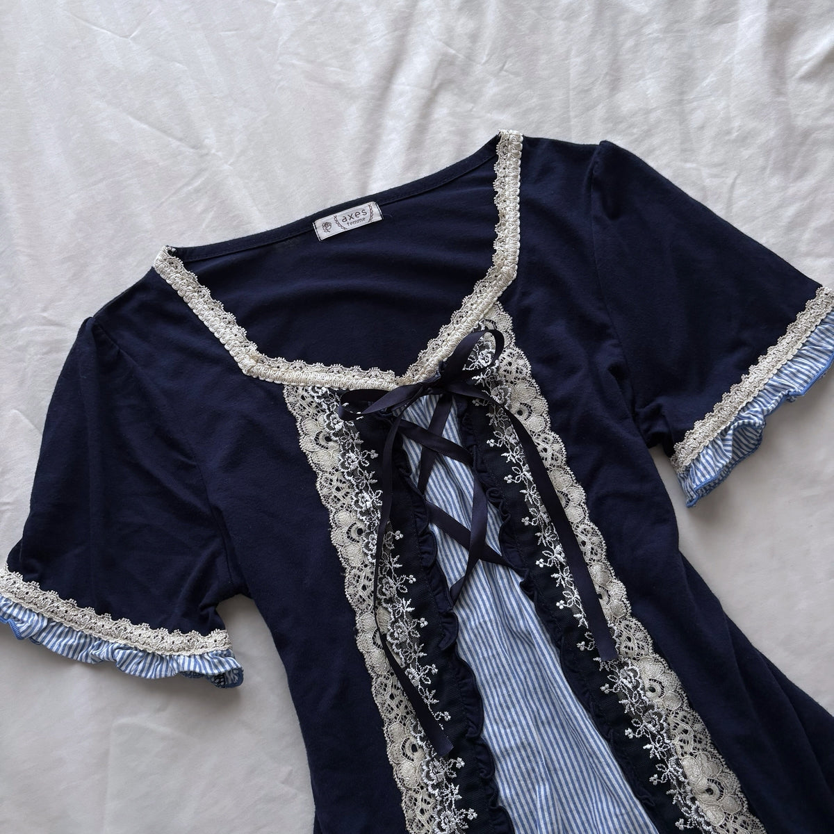 ‘Axes Femme’ Corset Navy Blue Top