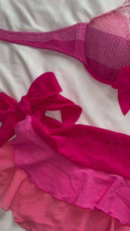 Layered sparkle pink bikini set